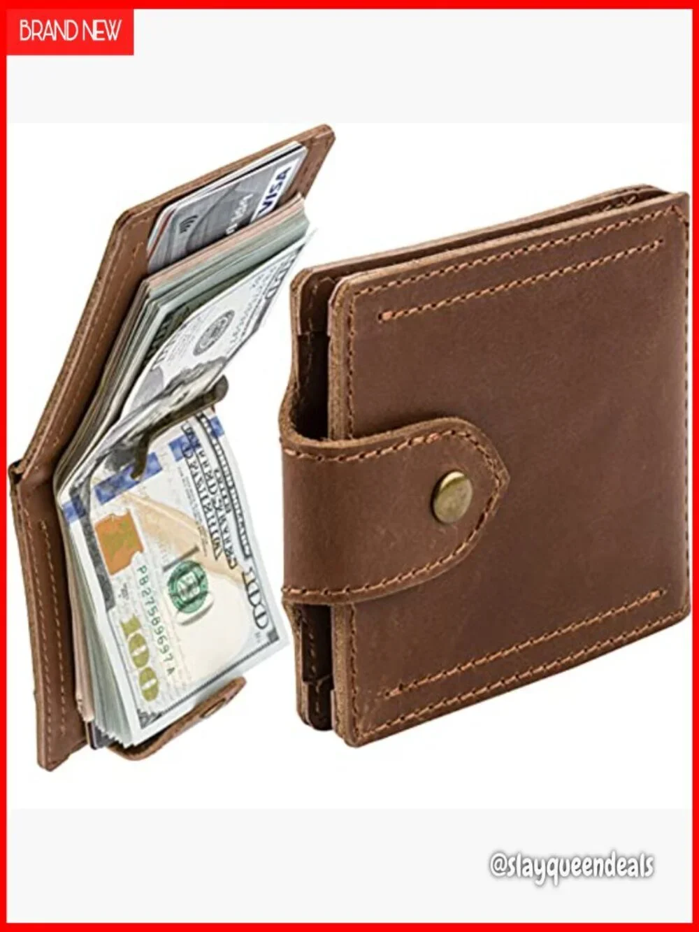 Slim Bifold Leather Wallet with Money Clip RFID Blocking Coin Pocket
